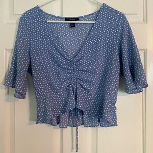 Forever 21 Blue and White Polka Dot Blouse